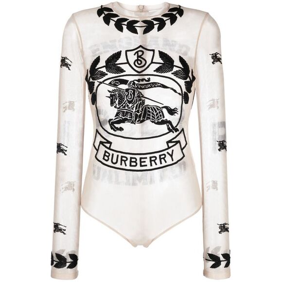 Printed Stretch Tulle Bodysuit for Women - Picture 1 of 4